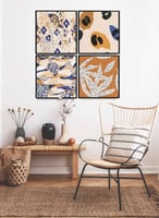 طقم من ٤ لوحات كانفاس مربع على إطار خشبي، تصميم فن...