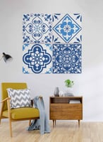 طقم من ٤ لوحات كانفاس مربع على إطار خشبي، تصميم أن...