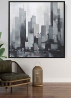 لوحة كانفاس على إطار خشبي بتصميم ناطحات سحاب المدي...