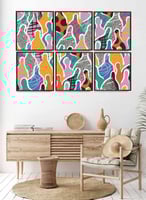 طقم من ٦ لوحات كانفاس مربع على إطار خشبي، تصميم مج...