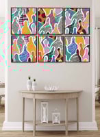 طقم من ٦ لوحات كانفاس مربع على إطار خشبي، تصميم مج...