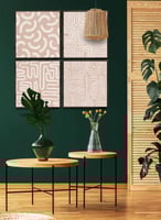 طقم من ٤ لوحات كانفاس مربع على إطار خشبي، تصميم بل...