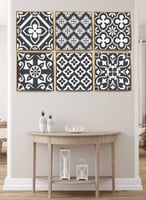 طقم من ٦ لوحات كانفاس مربع على إطار خشبي، تصميم اش...