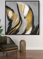 لوحة كانفاس مربع على إطار خشبي، تصميم اجنحه البجع،...