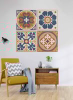 طقم من 4 لوحات كانفاس مربع على إطار خشبي، تصميم فن...