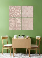 طقم من ٤ لوحات كانفاس مربع على إطار خشبي، تصميم بل...