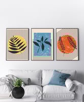 طقم من ٣ لوحات كانفاس على إطار خشبي، تصميم رسم تجر...