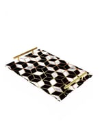 صينية تقديم مصنوعة من الأكريليك بمقابض معدنية ذهبي...