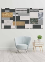 طقم من ٣ لوحات كانفاس على إطار خشبي، تصميم نمط جدا...