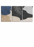 طقم من ٣ لوحات كانفاس على إطار خشبي، تصميم أوراق ن...