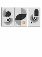 طقم من ٣ لوحات كانفاس على إطار خشبي، تصميم تجريدي،...