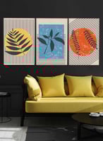 طقم من ٣ لوحات كانفاس على إطار خشبي، تصميم رسم تجر...