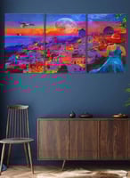 طقم من 3 لوحات كانفاس بتصميم فتاة تعزف الكمان