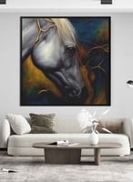 لوحة كانفاس مربع على إطار خشبي، تصميم فن تجريدي عي...