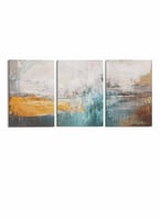 طقم من 3 لوحات كانفاس على إطار خشبي، تصميم فن زيتي...