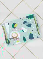 صينية تقديم مصنوعة من الأكريليك بمقابض معدنية ذهبي...