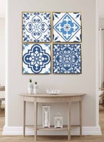 طقم من ٤ لوحات كانفاس مربع على إطار خشبي، تصميم أن...