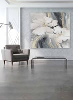 لوحة كانفاس مربع على إطار خشبي، تصميم فن زيتي للزه...