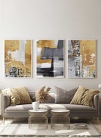 طقم من ٣ لوحات كانفاس على إطار خشبي، تصميم رسم تجر...