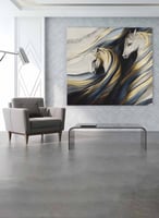 لوحة كانفاس مربع على إطار خشبي، تصميم فن زيتي للتن...