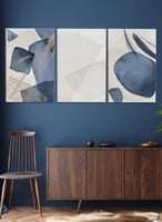 طقم من ٣ لوحات كانفاس على إطار خشبي، تصميم أشكال م...