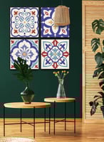 طقم من ٤ لوحات كانفاس مربع على إطار خشبي، تصميم نم...