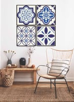 طقم من ٤ لوحات كانفاس مربع على إطار خشبي، تصميم أش...