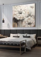 لوحة كانفاس مربع على إطار خشبي، تصميم زهرة مميزة،...