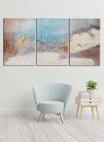 طقم من ٣ لوحات كانفاس على إطار خشبي، تصميم فن زيتي...