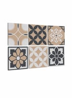 طقم من ٦ لوحات كانفاس مربع على إطار خشبي، تصميم اش...