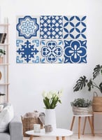 طقم من ٦ لوحات كانفاس مربع على إطار خشبي، تصميم اش...