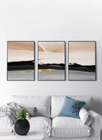 طقم من ٣ لوحات كانفاس على إطار خشبي، تصميم فن زيتي...