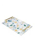 صينية تقديم مصنوعة من الأكريليك بمقابض معدنية ذهبي...