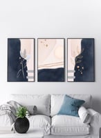 طقم من ٣ لوحات كانفاس على إطار خشبي، تصميم زهور، ل...