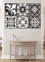 طقم من ٦ لوحات كانفاس مربع على إطار خشبي، تصميم اش...