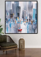 لوحة كانفاس مربع على إطار خشبي، تصميم فن زيتي لمشه...