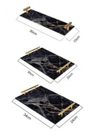 صينية تقديم مصنوعة من الأكريليك بمقابض معدنية ذهبي...