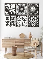 طقم من ٦ لوحات كانفاس مربع على إطار خشبي، تصميم اش...