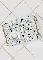 صينية تقديم مصنوعة من الأكريليك بمقابض معدنية ذهبي...