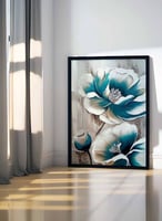 لوحة كانفاس على إطار خشبي، تصميم فن تجريدى للزهور،...