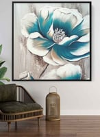 لوحة كانفاس مربع على إطار خشبي، تصميم فن زيتي لزهر...