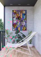 لوحة كانفاس على إطار خشبي، تصميم فن تجريدى لوجوه م...