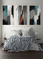 طقم من ٣ لوحات كانفاس على إطار خشبي، تصميم رسم زيت...