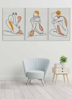 طقم من 3 لوحات كانفاس بتصميم مجموعة رسومات للمرأة