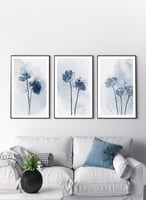 طقم من ٣ لوحات كانفاس على إطار خشبي، تصميم زهور بر...