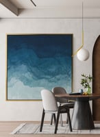 لوحة كانفاس مربع على إطار خشبي، تصميم فن تجريدي لم...