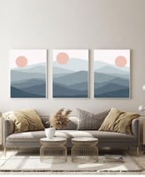 طقم من ٣ لوحات كانفاس على إطار خشبي، تصميم رسم تجر...