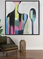 لوحة كانفاس على إطار خشبي بتصميم زوج من الأشخاص ال...