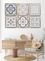 طقم من ٦ لوحات كانفاس مربع على إطار خشبي، تصميم سي...