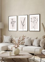 طقم من ٣ لوحات كانفاس على إطار خشبي، تصميم أوراق ا...